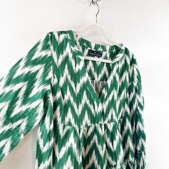 Tuckernuck Green and White Zigzag Blouse - Picture 8 of 10